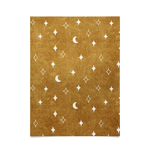 Little Arrow Design Co moon and stars mustard Poster