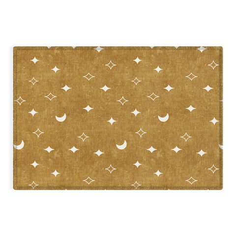 Little Arrow Design Co moon and stars mustard Outdoor Rug