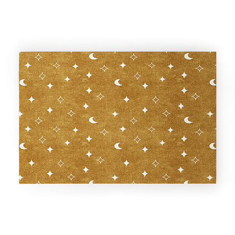 Little Arrow Design Co moon and stars mustard Welcome Mat