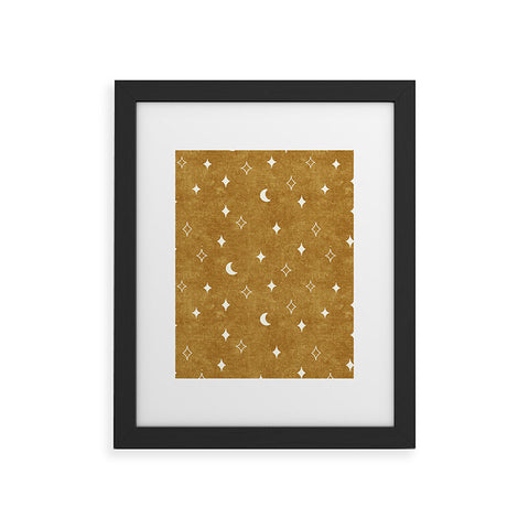 Little Arrow Design Co moon and stars mustard Framed Art Print