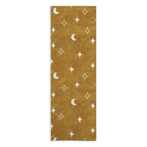 Little Arrow Design Co moon and stars mustard Yoga Towel