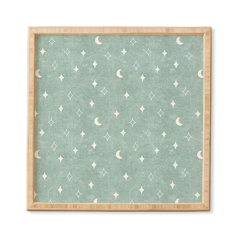 Little Arrow Design Co moon and stars surf blue Framed Wall Art
