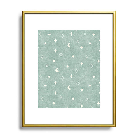 Little Arrow Design Co moon and stars surf blue Metal Framed Art Print