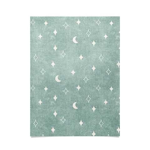 Little Arrow Design Co moon and stars surf blue Poster
