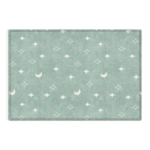 Little Arrow Design Co moon and stars surf blue Outdoor Rug