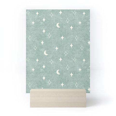 Little Arrow Design Co moon and stars surf blue Mini Art Print