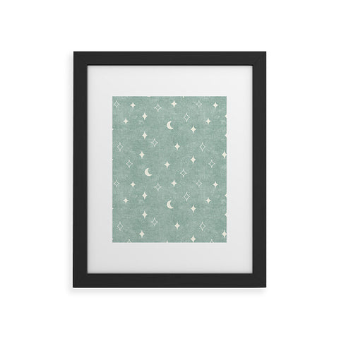 Little Arrow Design Co moon and stars surf blue Framed Art Print