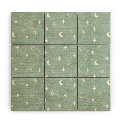 Little Arrow Design Co moon and stars surf blue Wood Wall Mural