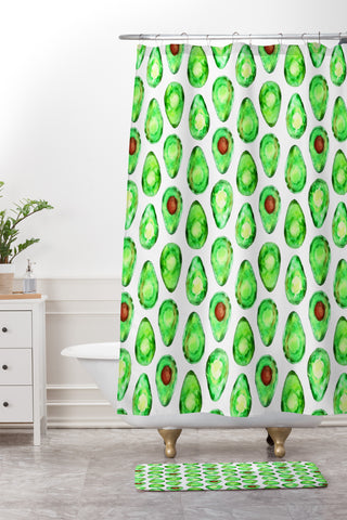 Little Arrow Design Co more avocados please Shower Curtain And Mat