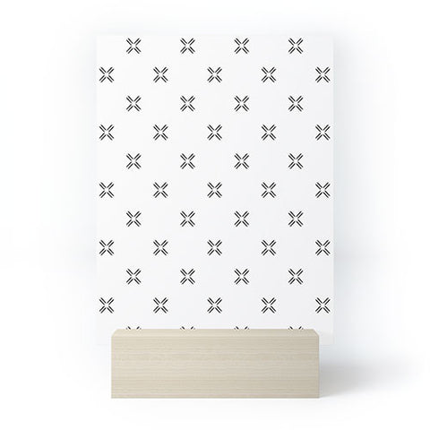 Little Arrow Design Co mud cloth cross black Mini Art Print