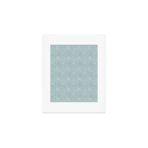 Little Arrow Design Co mud cloth cross dusty blue Art Print