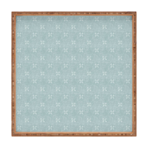 Little Arrow Design Co mud cloth cross dusty blue Square Tray