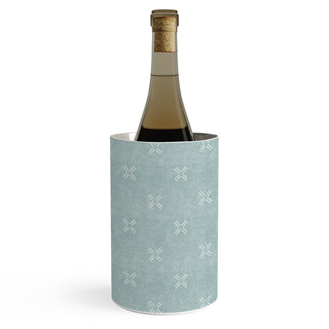 Little Arrow Design Co mud cloth cross dusty blue Wine Chiller