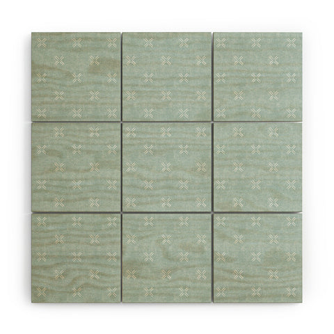 Little Arrow Design Co mud cloth cross dusty blue Wood Wall Mural