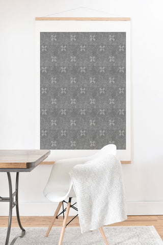 Little Arrow Design Co mud cloth cross gray Art Print And Hanger