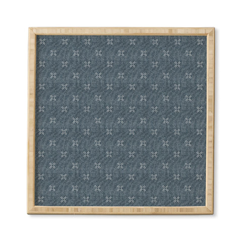 Little Arrow Design Co mud cloth cross navy Framed Wall Art