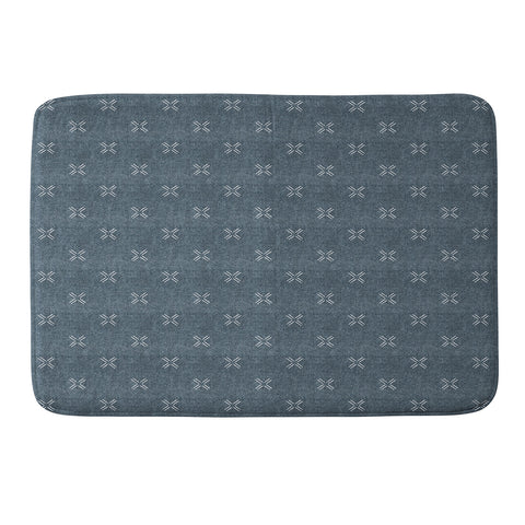 Little Arrow Design Co mud cloth cross navy Memory Foam Bath Mat