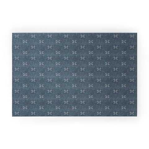 Little Arrow Design Co mud cloth cross navy Welcome Mat