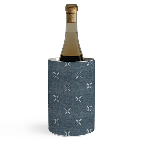 Little Arrow Design Co mud cloth cross navy Wine Chiller