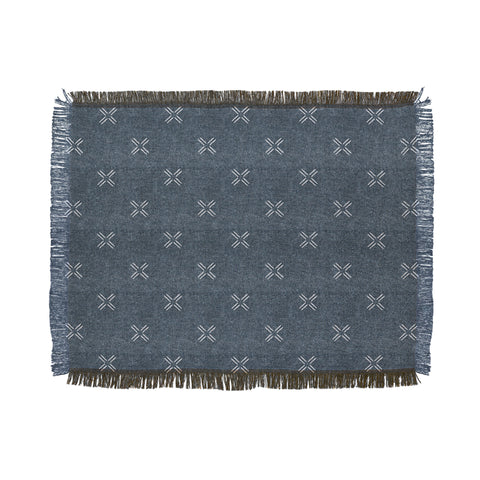 Little Arrow Design Co mud cloth cross navy Throw Blanket