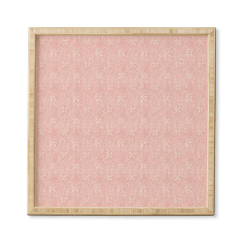 Little Arrow Design Co mud cloth cross pink Framed Wall Art