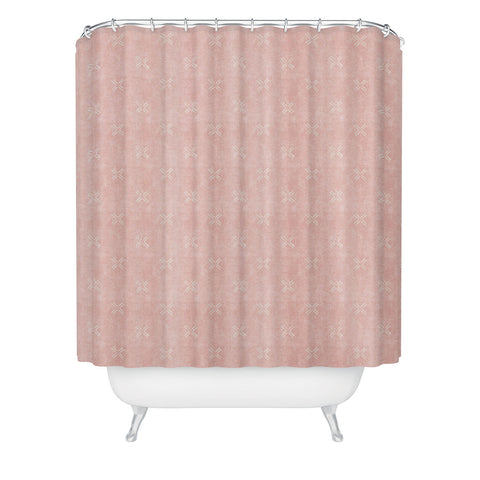 Little Arrow Design Co mud cloth cross pink Shower Curtain