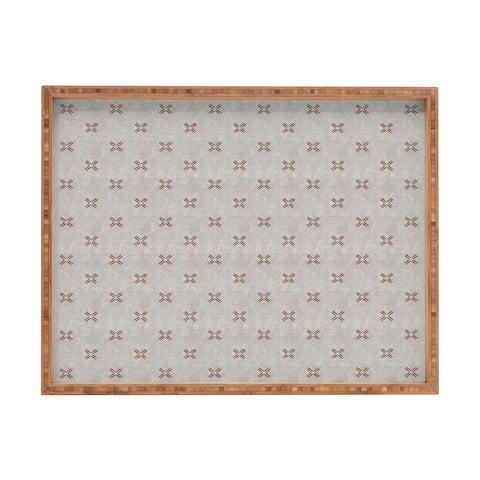 Little Arrow Design Co mud cloth cross stone rust Rectangular Tray