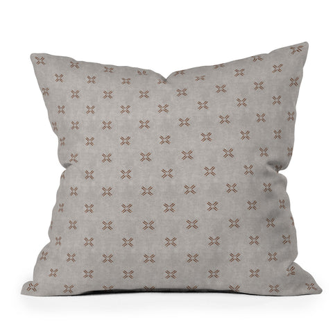 Little Arrow Design Co mud cloth cross stone rust Throw Pillow