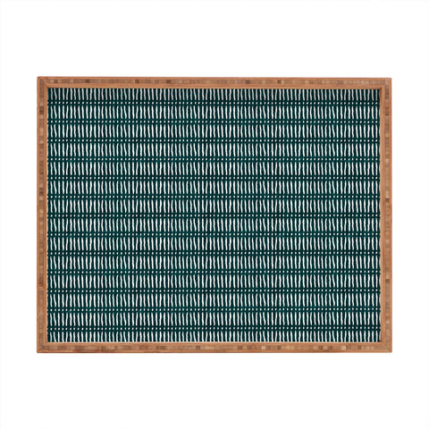 Little Arrow Design Co mud cloth dash dark teal Rectangular Tray