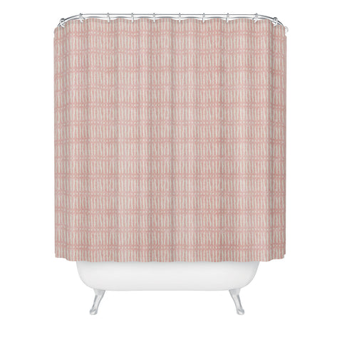 Little Arrow Design Co mud cloth dash pink Shower Curtain