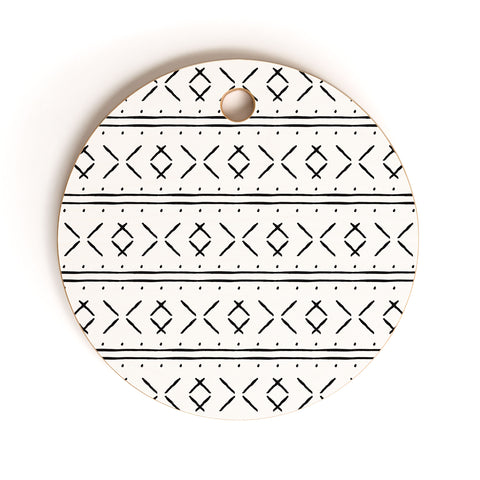 Little Arrow Design Co mud cloth stitch black Cutting Board Round