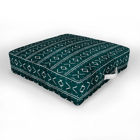 Little Arrow Design Co mud cloth stitch dark teal Outdoor Floor Cushion