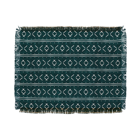Little Arrow Design Co mud cloth stitch dark teal Throw Blanket