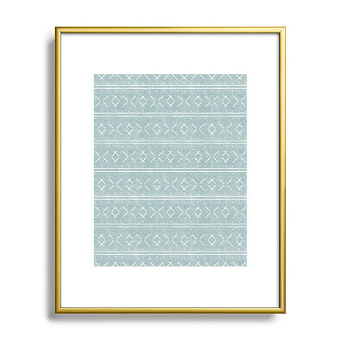 Little Arrow Design Co mud cloth stitch dusty blue Metal Framed Art Print