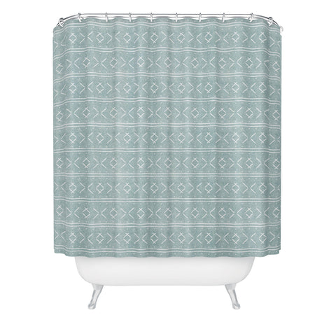 Little Arrow Design Co mud cloth stitch dusty blue Shower Curtain