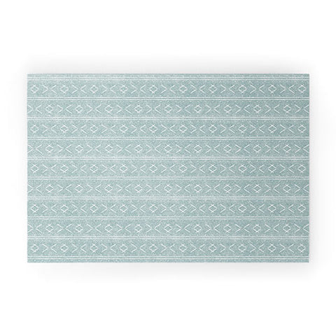 Little Arrow Design Co mud cloth stitch dusty blue Welcome Mat