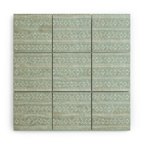 Little Arrow Design Co mud cloth stitch dusty blue Wood Wall Mural