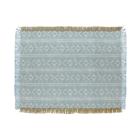 Little Arrow Design Co mud cloth stitch dusty blue Throw Blanket