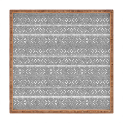 Little Arrow Design Co mud cloth stitch gray Square Tray