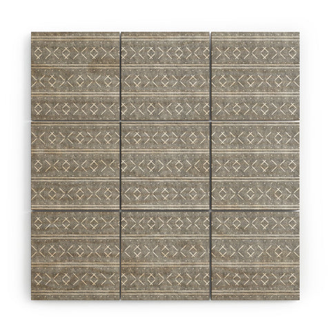 Little Arrow Design Co mud cloth stitch gray Wood Wall Mural