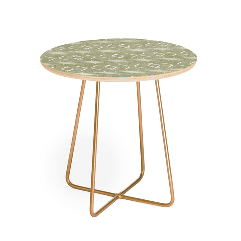 Little Arrow Design Co mud cloth stitch olive Round Side Table