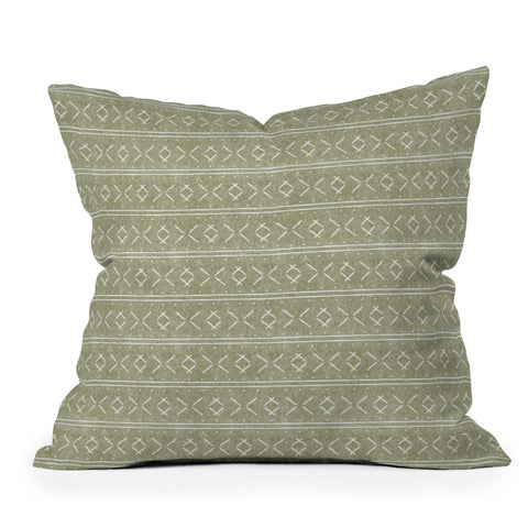 Little Arrow Design Co mud cloth stitch olive Throw Pillow