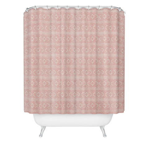 Little Arrow Design Co mud cloth stitch pink Shower Curtain