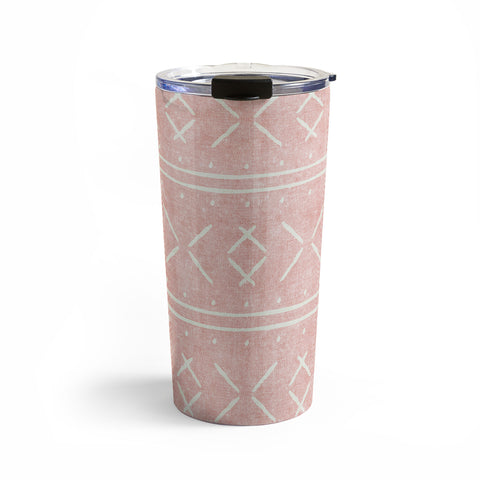 Little Arrow Design Co mud cloth stitch pink Travel Mug