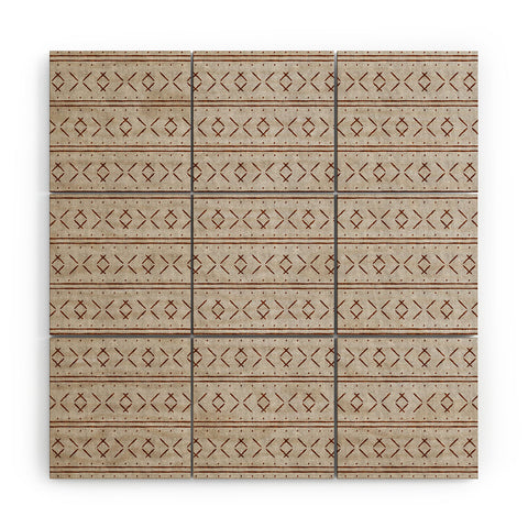 Little Arrow Design Co mud cloth stitch rust stone Wood Wall Mural