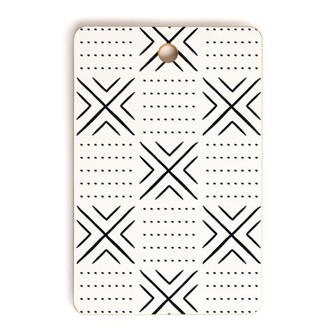 Little Arrow Design Co mud cloth tile black Cutting Board Rectangle