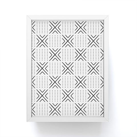 Little Arrow Design Co mud cloth tile black Framed Mini Art Print