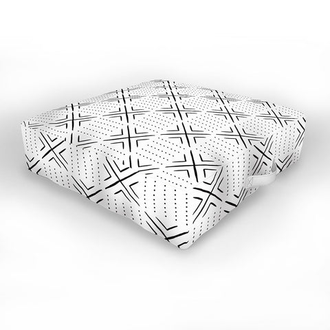 Little Arrow Design Co mud cloth tile black Outdoor Floor Cushion