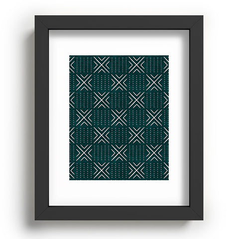 Little Arrow Design Co mud cloth tile dark teal Recessed Framing Rectangle