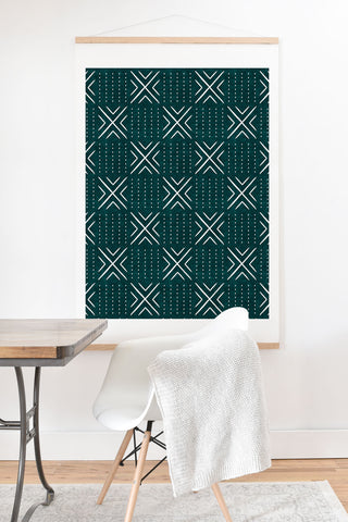 Little Arrow Design Co mud cloth tile dark teal Art Print And Hanger